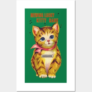 Mewing Lucky Kitty Bank Posters and Art